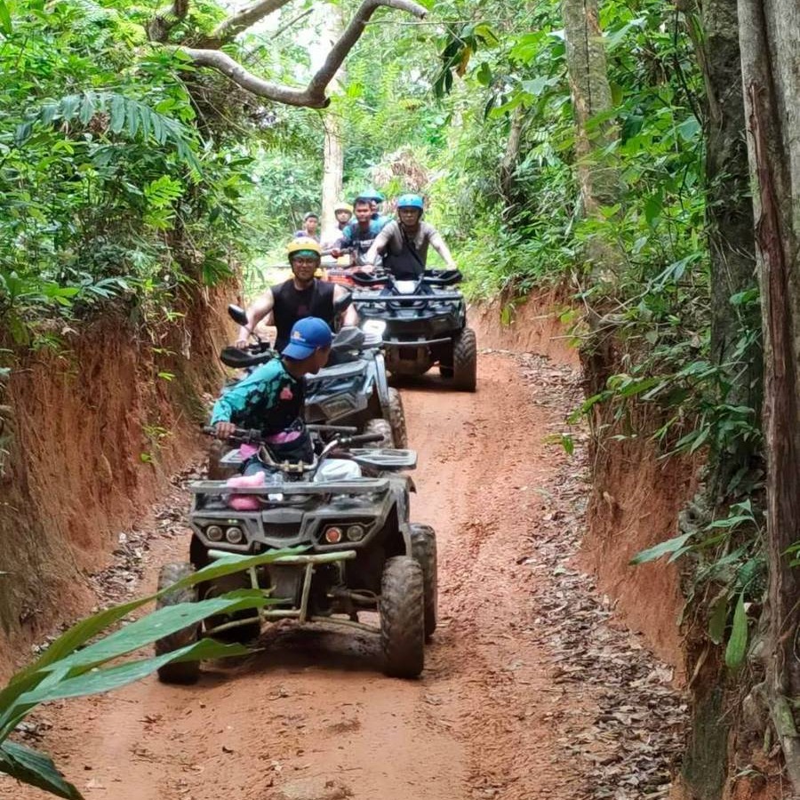 Райдеры на ATV на трассе в джунглях