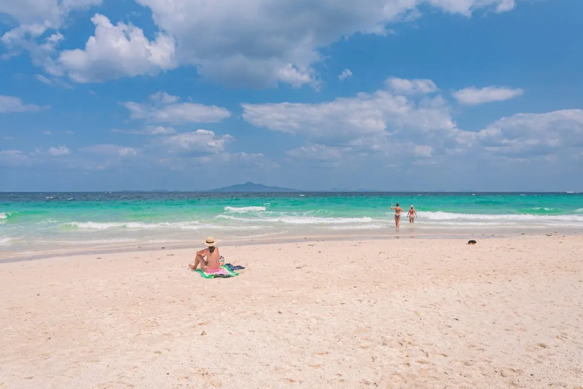Quiet white beach on Bamboo Island