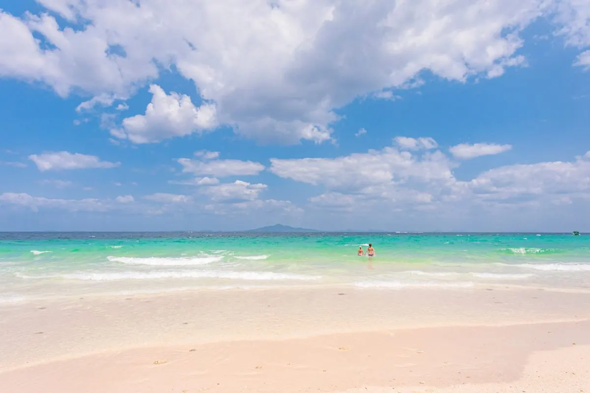Swimming in the clear water at Bamboo Island