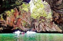 Canoeing through a sea cave