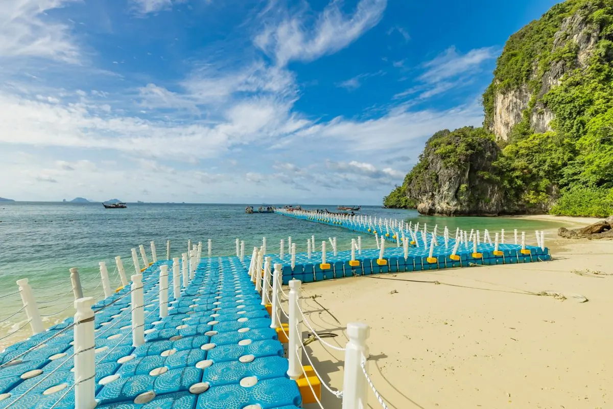 Floating walkway on the beach at Hong Island, Krabi