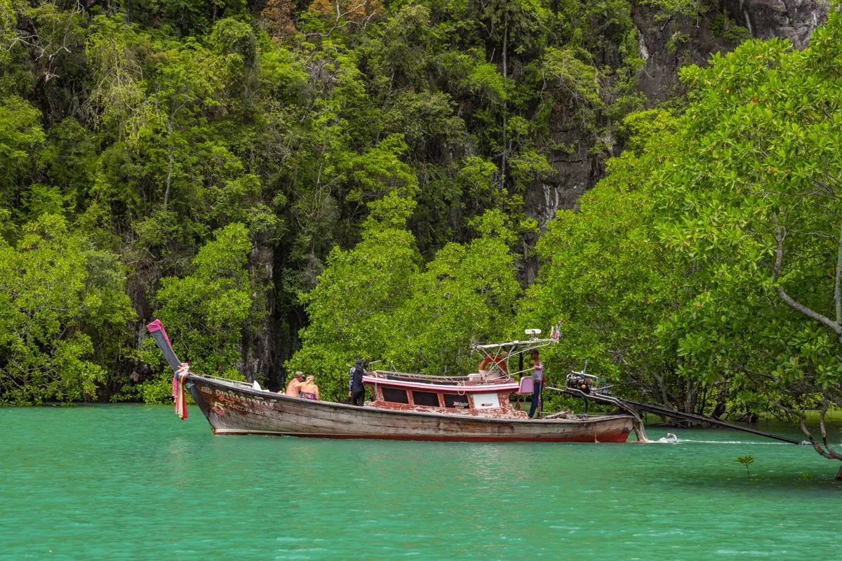Longtail boat by the mangroves near Hong Lagoon