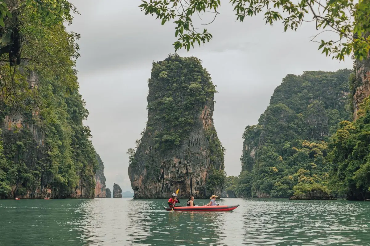 Canoeing past the karsts of Phang Nga Bay