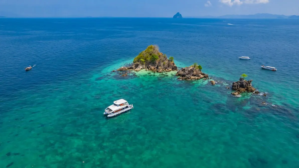 Khai Nui rocks and catamaran