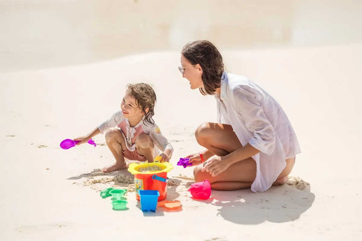 Playing in the sand at Khai Island