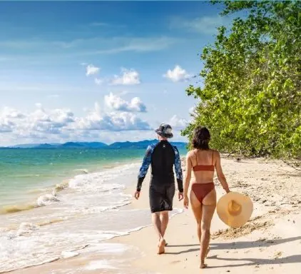 Walking on Rang Yai beach