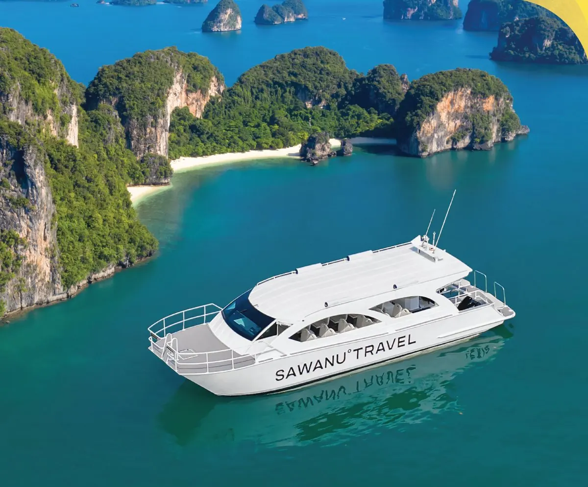 Speed catamaran among the Krabi islands