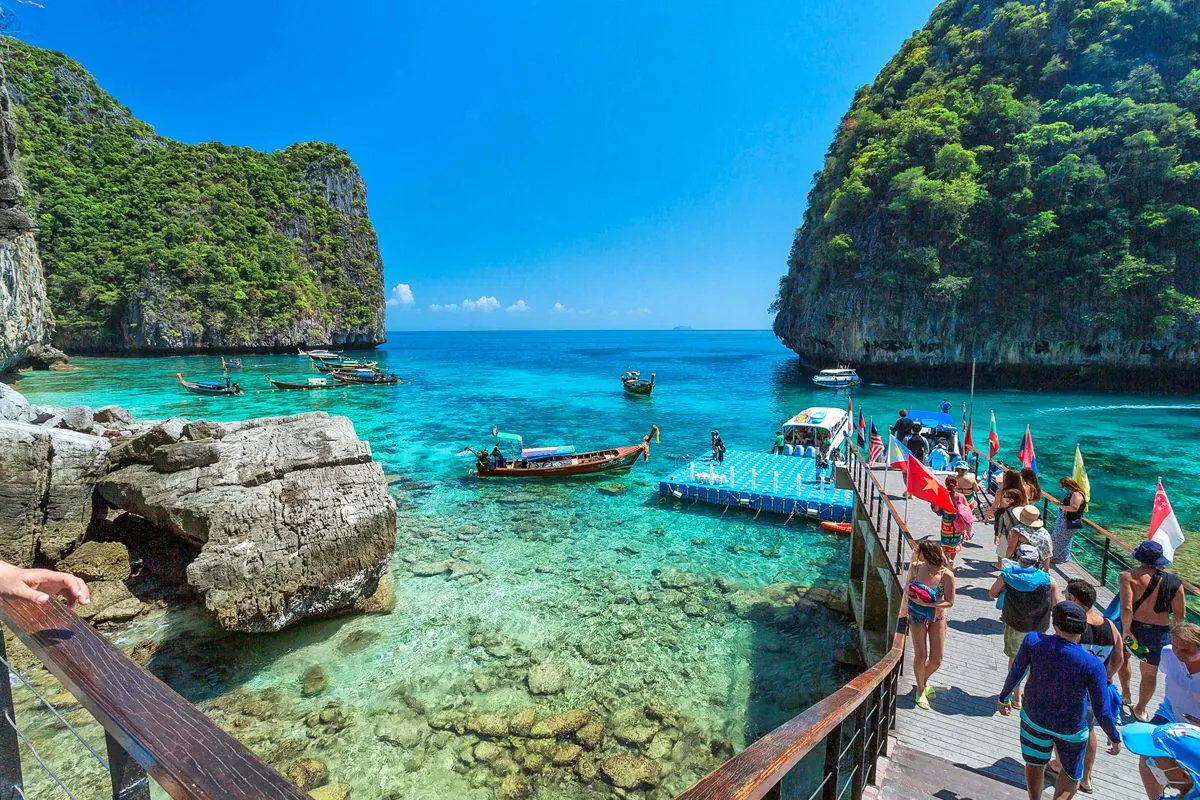 Walkway and pier at Maya Bay