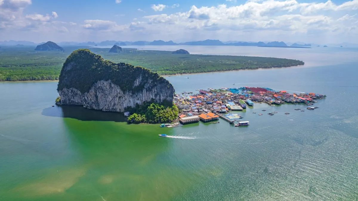 Koh Panyi and its limestone rock from above