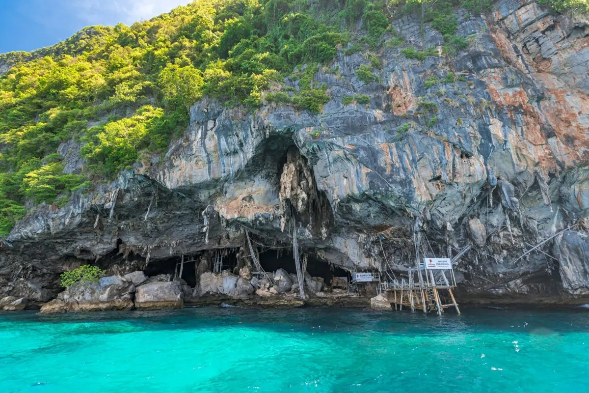 Viking Cave with its bird-nest bamboo scaffolding
