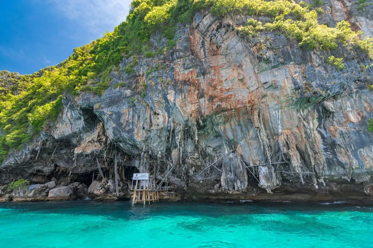 The cliffs above Viking Cave, Phi Phi Leh